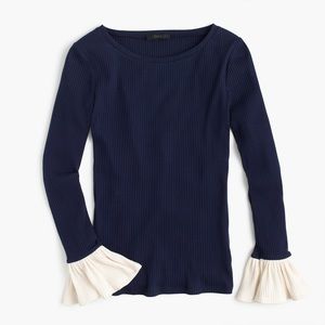 NWOT J.Crew Ribbed bell-sleeve top (Cream)